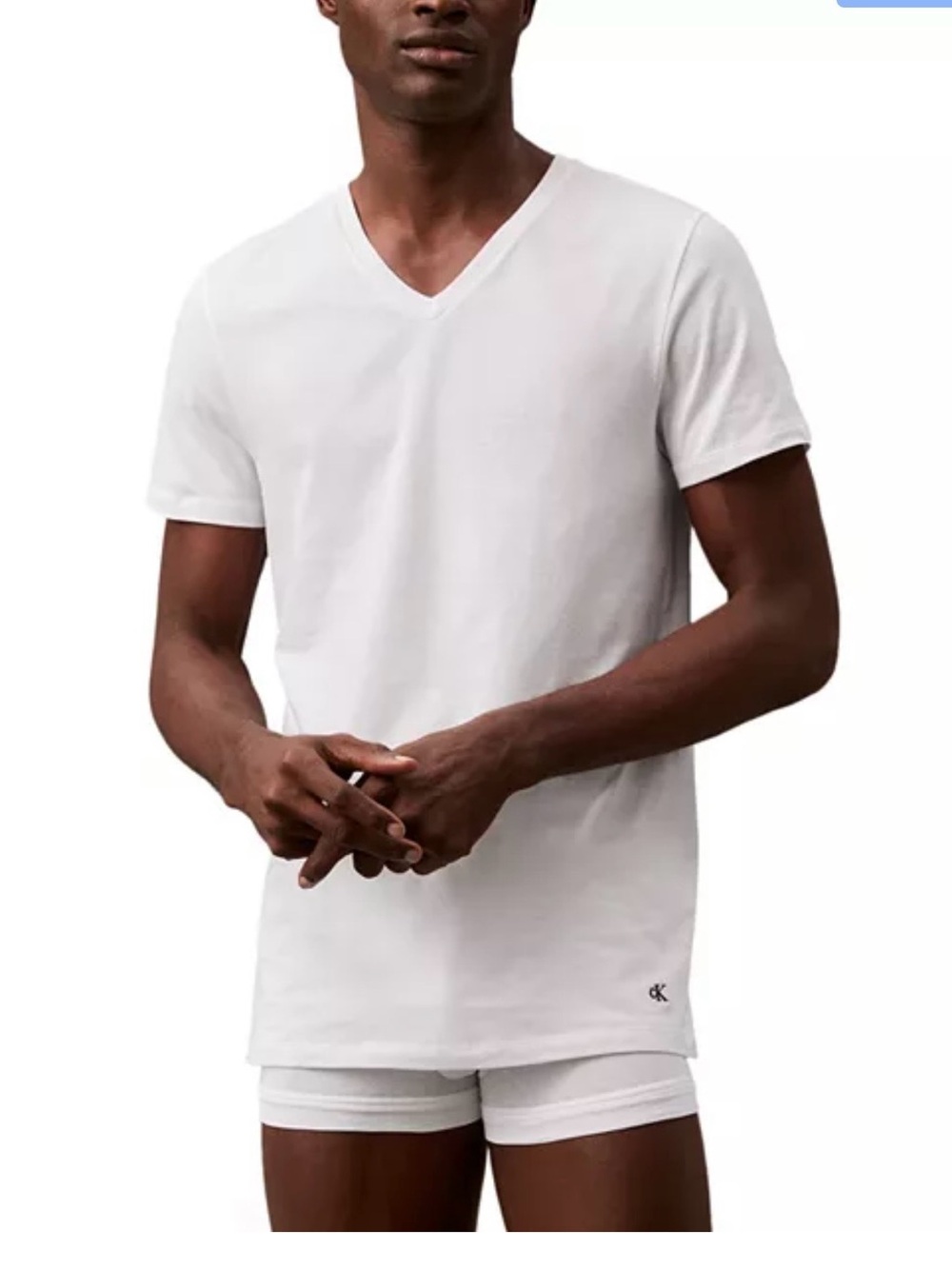 Calvin Klein White V-Neck Tee